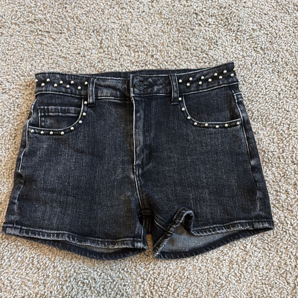 Tractr Black High-Waisted Studded Shorts